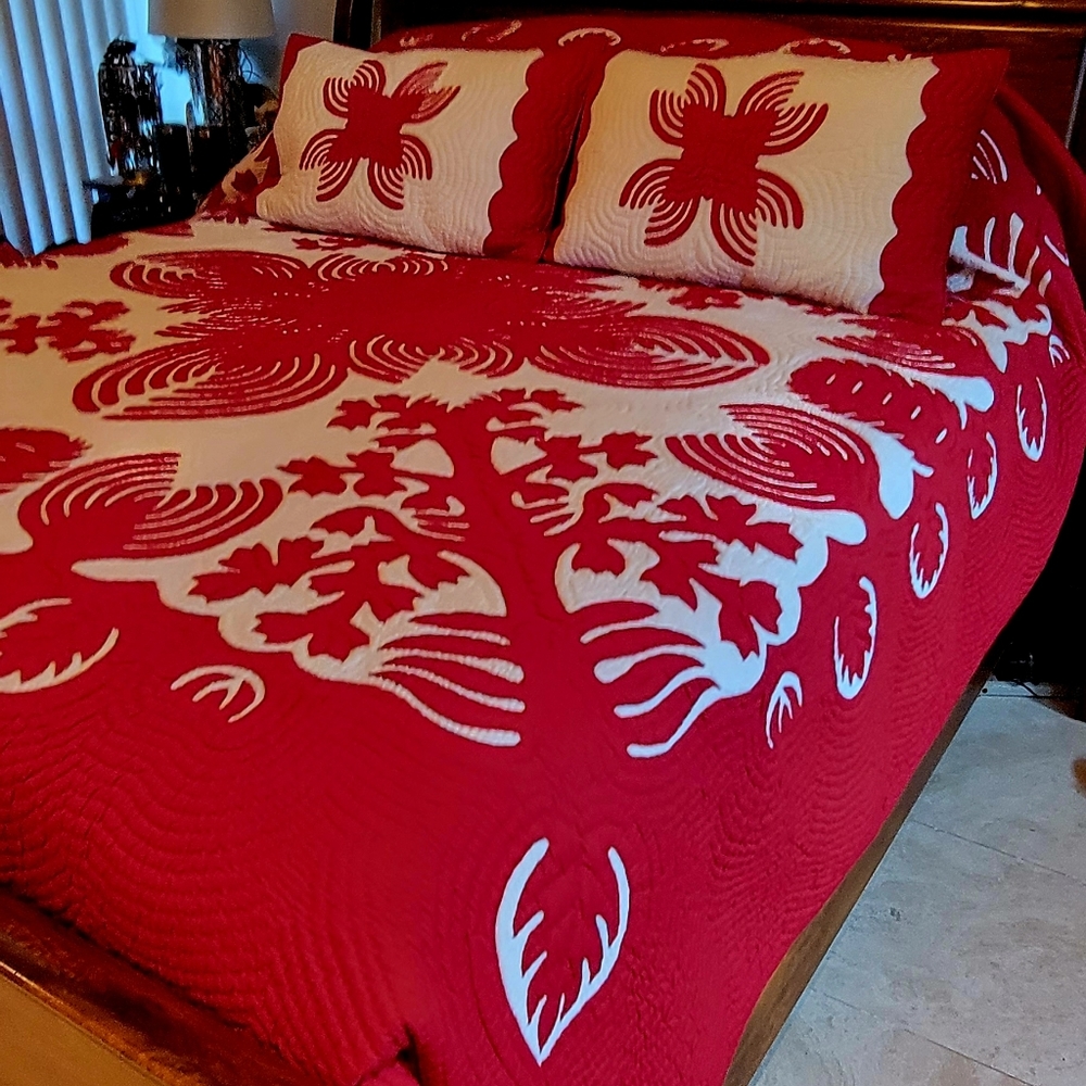 Quilts Handmade Cal King,  Red & White